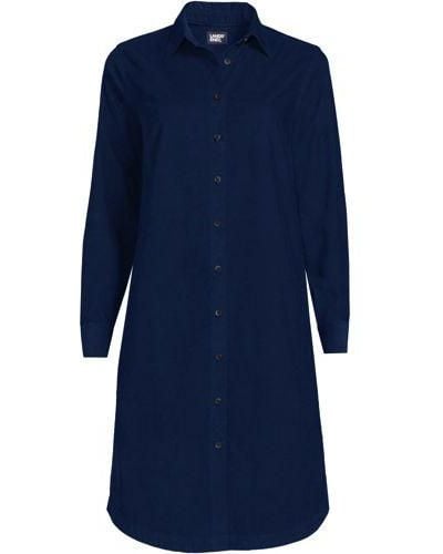 Lands' End Feincord-Blusenkleid aus Baumwolle - Blau