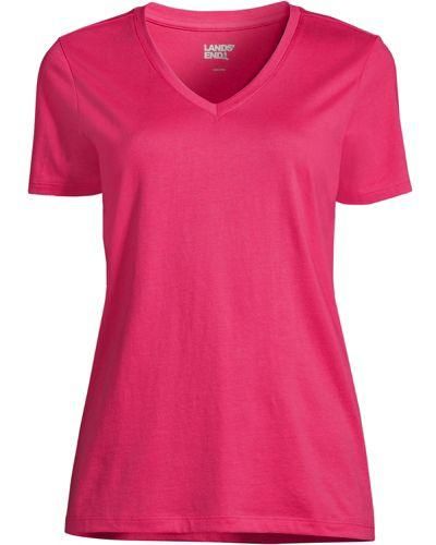 Lands' End Supima Kurzarm-Shirt mit V-Ausschnitt - Pink