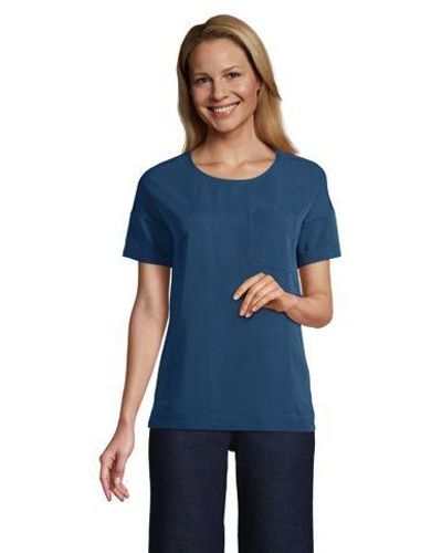 Lands' End Kurzarm-Shirt aus Viskosemix - Blau