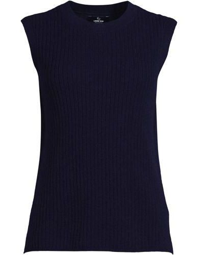 Lands' End Ärmelloser Kaschmir-Pullover - Blau