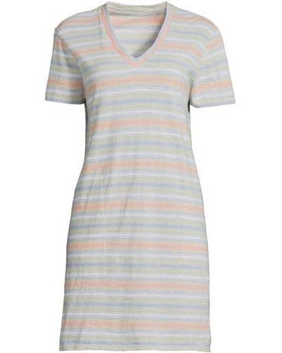 Lands' End Shirtkleid aus Flammgarn-Jersey mit kurzen Ärmeln - Grau