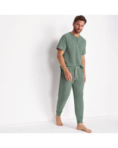 Lands' End Pyjama-Set aus Waffel-Jersey - Grün