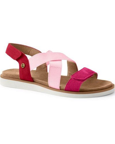 Lands' End Komfort-Sandalen mit elastischen Riemchen - Pink