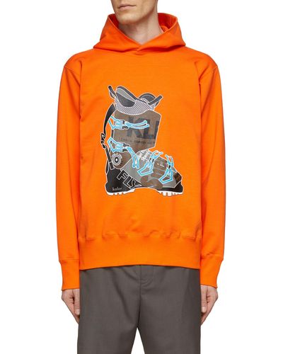 Kolor Ski Boot Print Cotton Hoodie - Orange