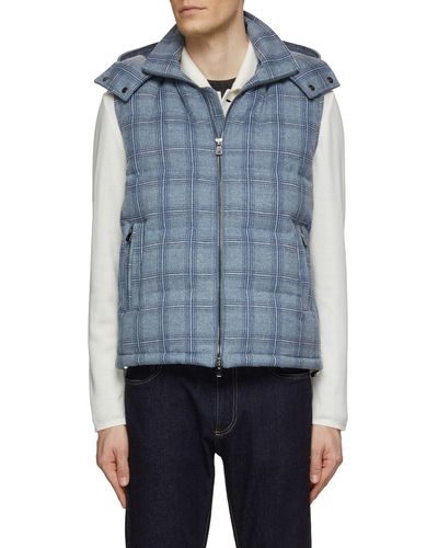 Isaia Removable Hood Puffer Vest - Blue