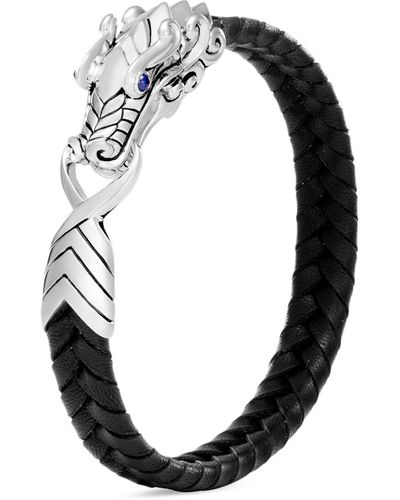 John Hardy 'legends Naga' Sapphire Sterling Silver Leather Dragon Head Bracelet - Black