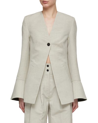 Co. Single Breasted Wool Linen Jacket - Gray