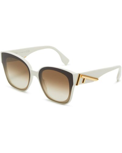 Fendi Acetate Soft Cat Eye Sunglasses - White