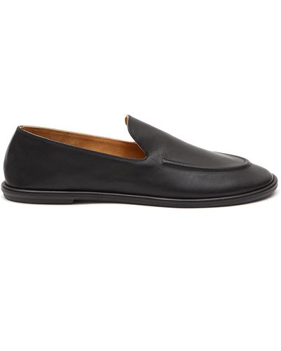 The Row Round Toe Vegan Leather Loafers - Black