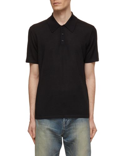 Helmut Lang Wool Silk Polo Shirt - Black