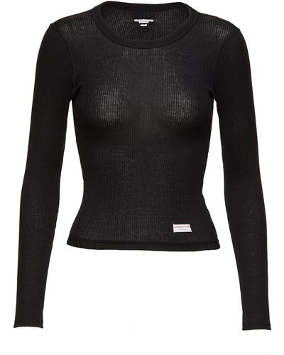 Alexander Wang Long Sleeve Ribbed Cotton T-shirt - Black