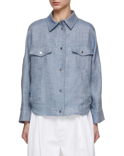 Herno Linen Shirt Jacket - Blue
