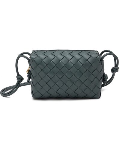 Bottega Veneta Mini Loop Intrecciato Leather Crossbody Bag - Green