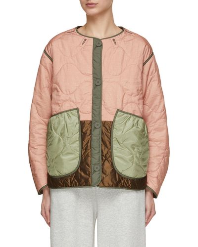 MARFA STANCE Reversible Cropped Patchwork Quilt Coat - Green