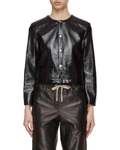 Theory Cropped Faux Leather Jacket - Black