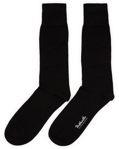 Pantherella Tavener Cotton Long Ankle Socks - Black