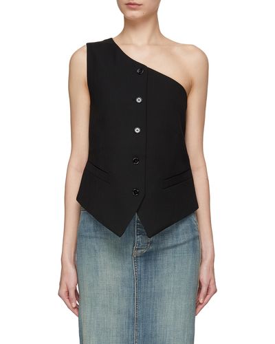 Acne Studios Silky Back Panel One Shoulder Suiting Vest - Black