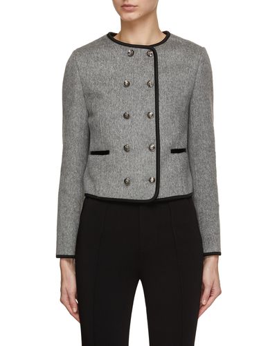 Mo&co. Cropped Double Breasted Jacket - Gray