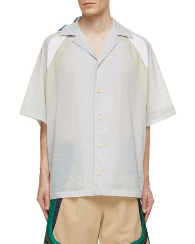 Kolor Shoulder Buckle Contrast Panel Shirt - Gray