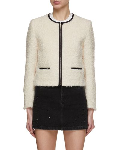 Mo&co. Cropped Wool Mohair Blend Jacket - Natural