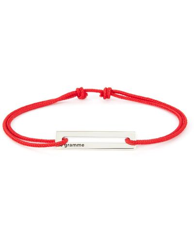 Le Gramme 1.7g Slick Polished Sterling Silver Red Cord Bracelet