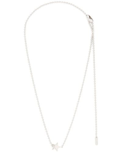 NUMBERING Rhodium Plated Star Point Ball Chain Necklace - White
