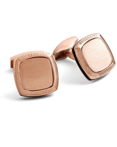 Tateossian 2 Micron Rose Gold Plated Sterling Silver Signature Classic Square Cufflinks - Pink