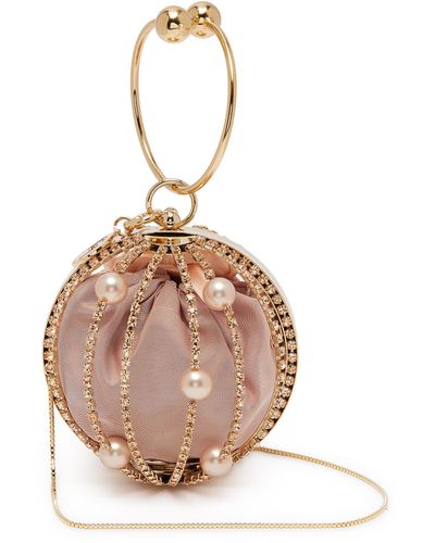 Rosantica 'mini Sasha' Faux Pearl Crystal Embellished Top Handle Bag - Pink