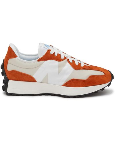 New Balance 327 Suede Low Top Lace Up Sneakers - Orange