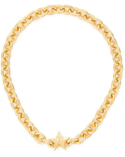 NUMBERING 14k Gold Plated Star Clasp Oval Chain Choker - Metallic