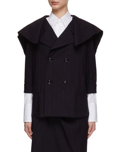 Y's Yohji Yamamoto Sailor Collar Pinstripe Jacket - Blue