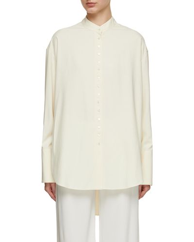 The Row Ridla Mandarin Collar Silk Shirt - White