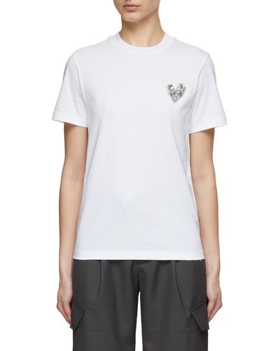 Mo&co. Heart Cotton T-shirt - White