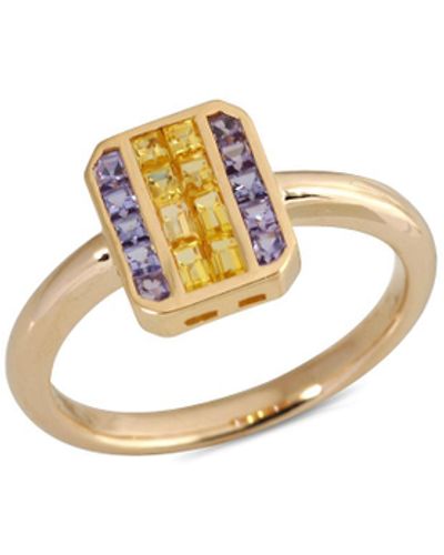 Kavant & Sharart 'geoart' Yellow And Purple Sapphire 18k Gold Ring - White
