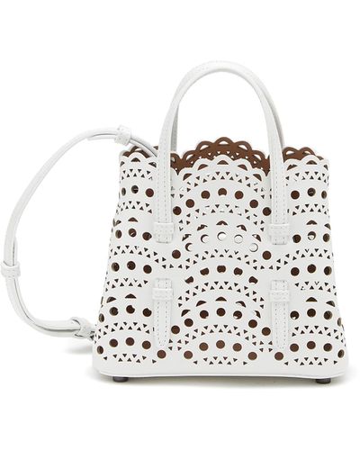 Alaïa Mina 16 Perforated Leather Tote Bag - White
