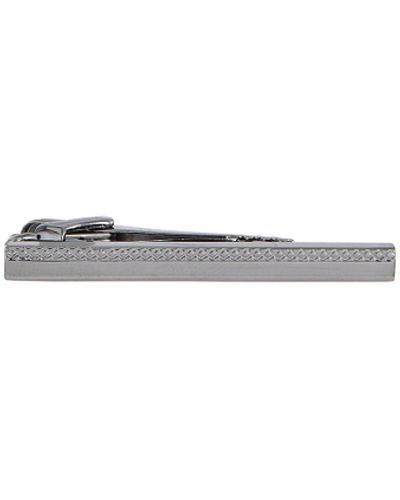 Tateossian Gunmetal Diamond Pattern Tie Clips - White