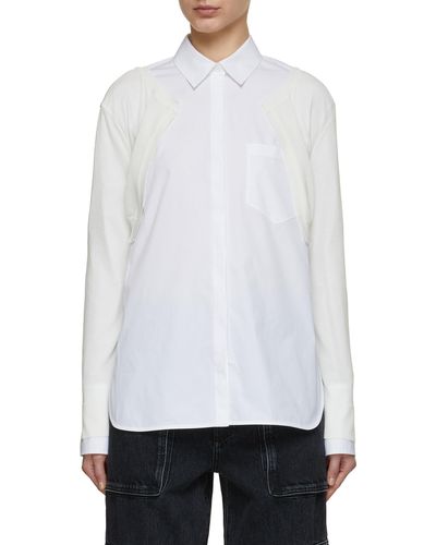 Juun.J Knitted Cardigan Layered Shirt - White