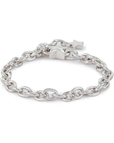 NUMBERING Rhodium Plated Brass Oval Chain Bracelet - Metallic