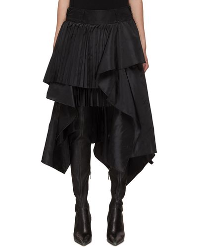 Sacai Pleated Asymmetrical Skirt - Black
