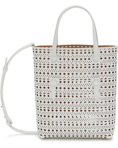 Alaïa Mina N/s Perforated Leather Tote Bag - White