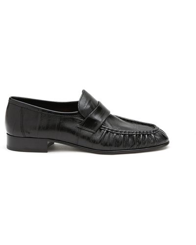 The Row Soft Eel Skin Loafers - Black