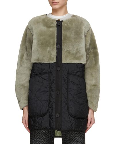 MARFA STANCE Reversible Shearling Quilt Coat - Gray