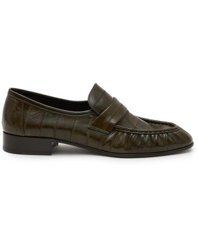 The Row Soft Eelskin Leather Loafers - Black