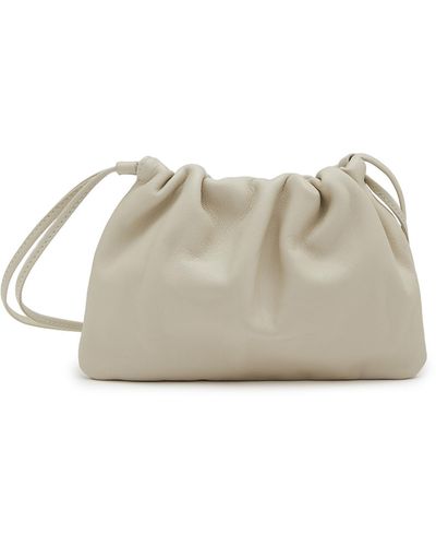 NOTHING WRITTEN Small Drawstring Leather Shoulder Bag - White