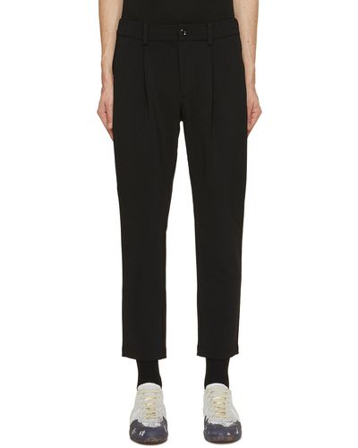 Attachment Cropped Pleated Easy Pants - Black