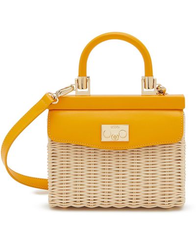 Rodo Mini Paris Wicker Leather Bag - Yellow