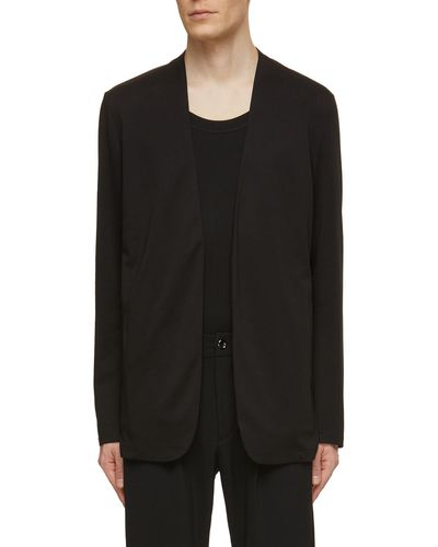 Attachment Double Sided Collarless Cardigan - Black