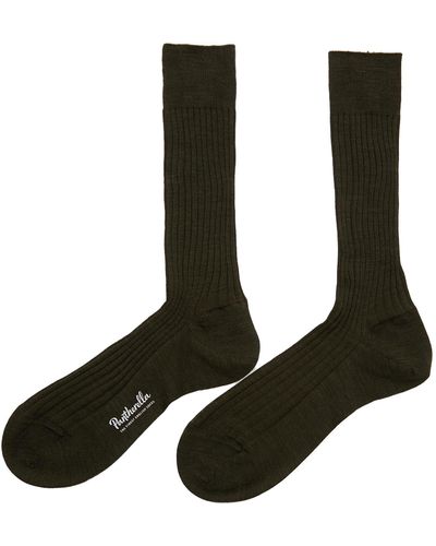 Pantherella Laburnum Rib Merino Wool Long Anklet Socks - Black