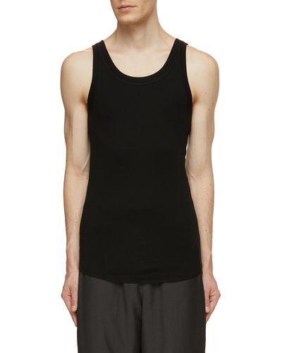 Attachment Ribbed Tank Top - Black