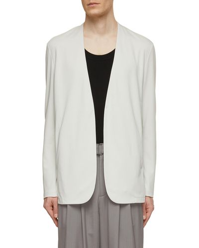 Attachment Double Sided Collarless Cardigan - White